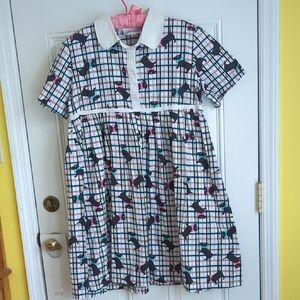 Scottie Print Empire Waist 100% Cotton Dress. Size L